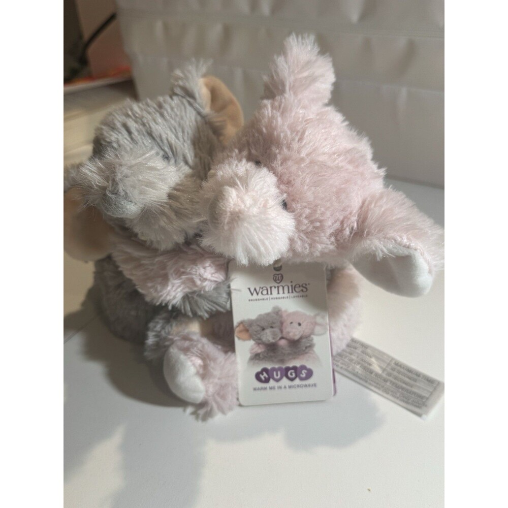 Warmies Hugs Plush Elephants Hugging Snuggable Lavender Scent Microwaveable NEW